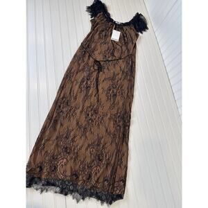 NWT Rumored Victorian Midi Dress Black Chantilly Wedding Holiday Lacy Size S